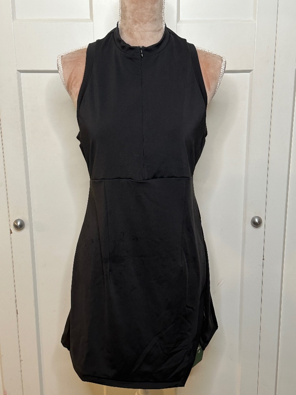 Zipper RacerPocket 2-Piece Mini Tennis Active Dress, Black, Sz L NWT